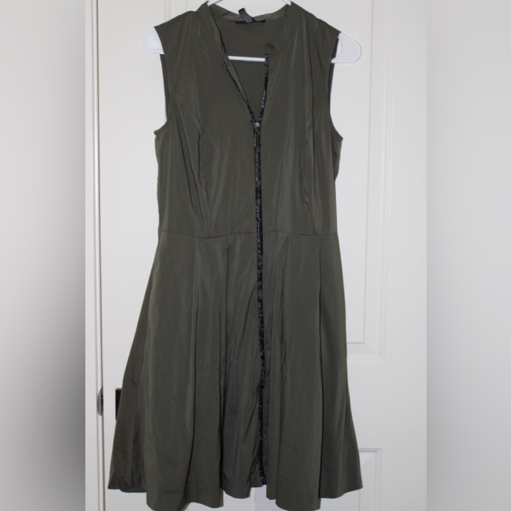 Alfani Olive Green Midi Dress with Black Trim